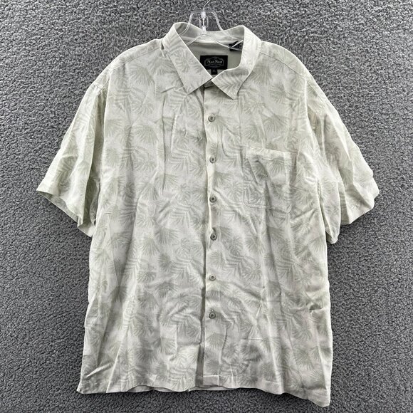 Nat Nast Silk Blend Hawaiian Shirt Mens XL Light Green Leaf Print Short Sleeve - Picture 1 of 9